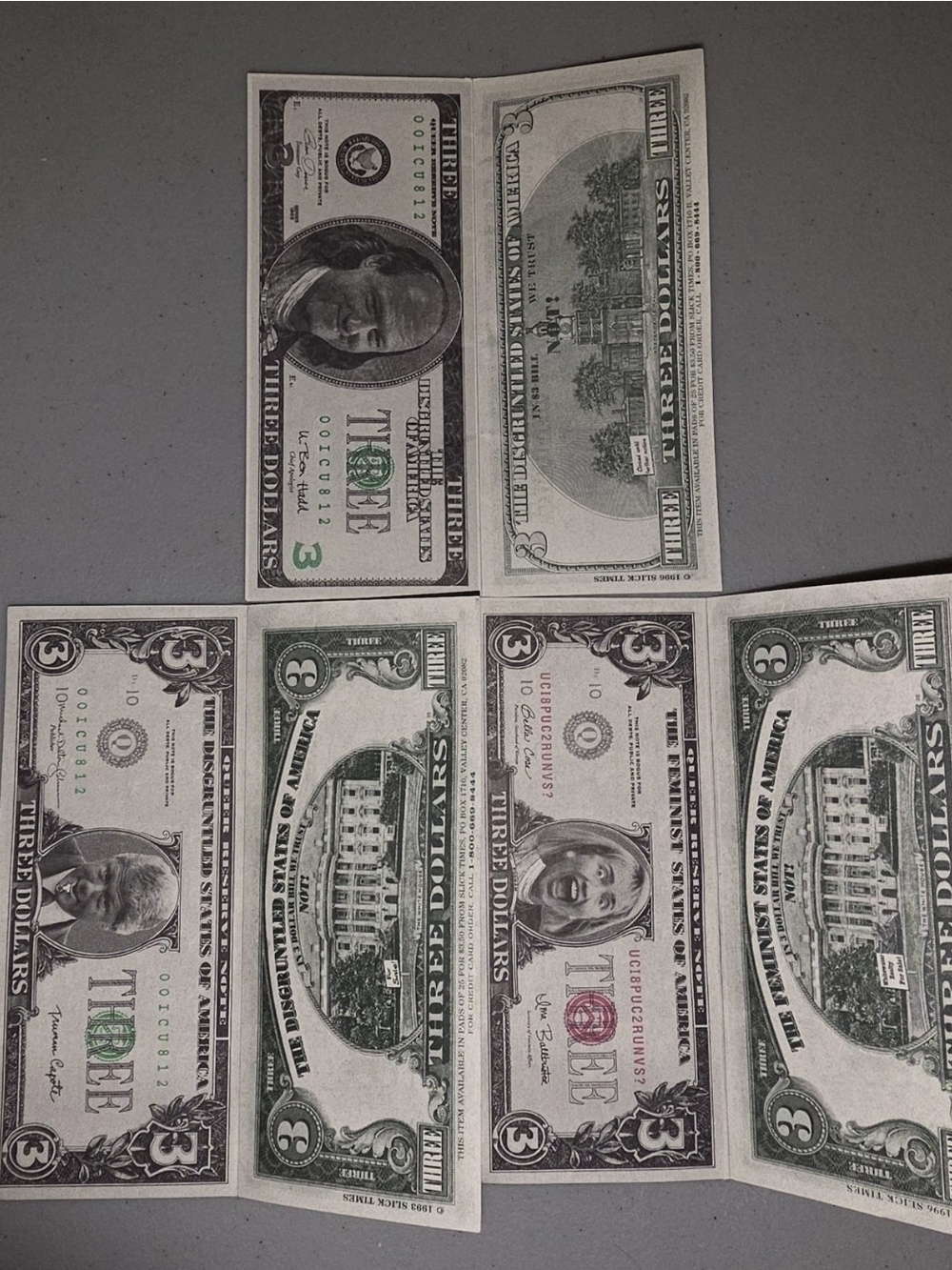23 "Queer Reserve Notes" Parody Bills, Produced By "Slick Times" in the 90s